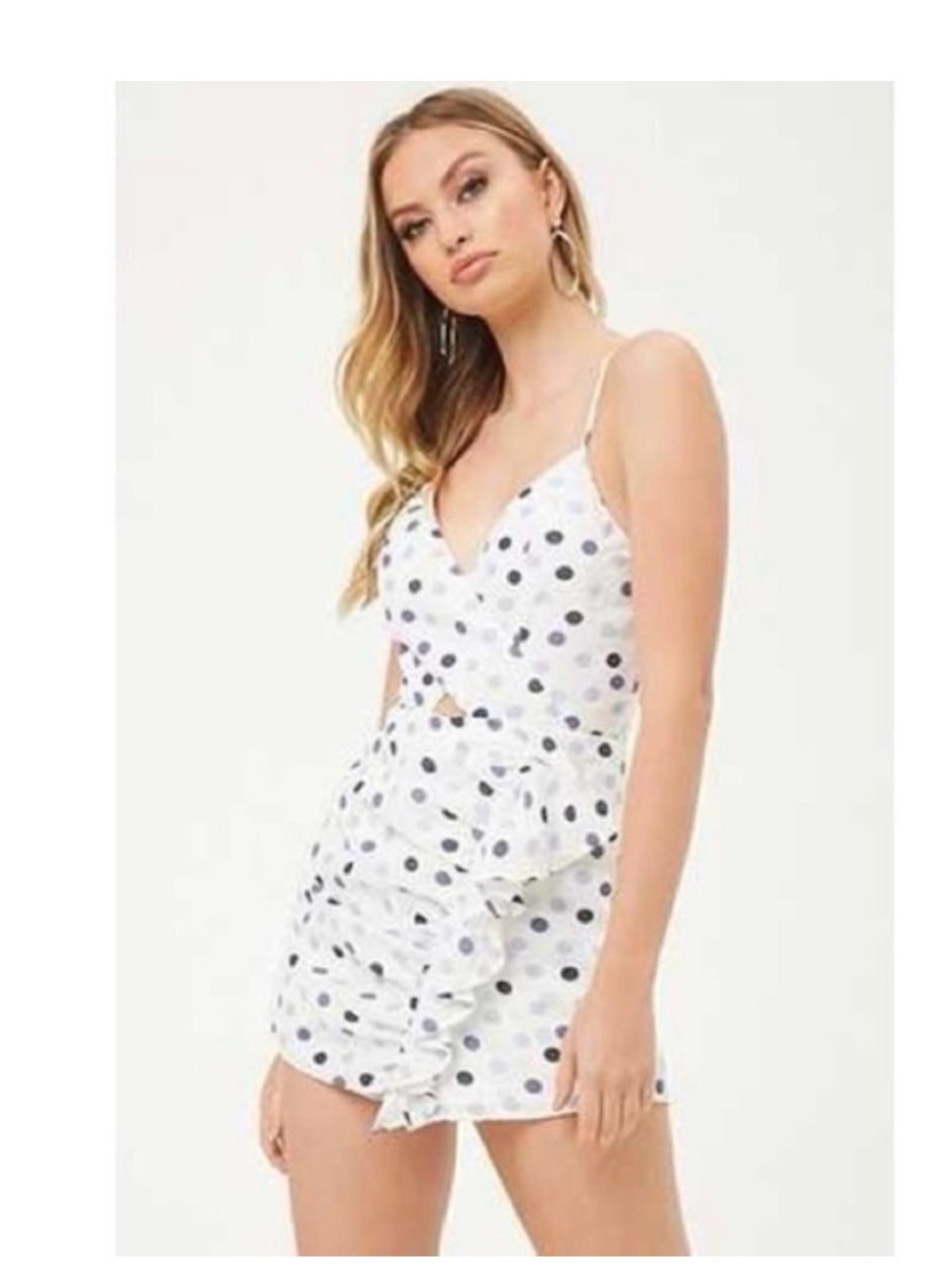 Selfie Leslie White Polka Dot Romper